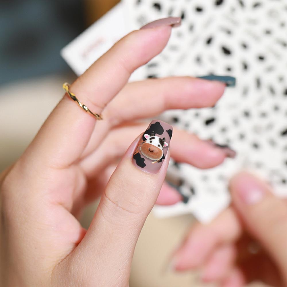 Set 10 / 10 Phụ Kiện Trang Trí Móng Tay Nghệ Thuật Họa Tiết Bò Hoạt Hình Dễ Thương