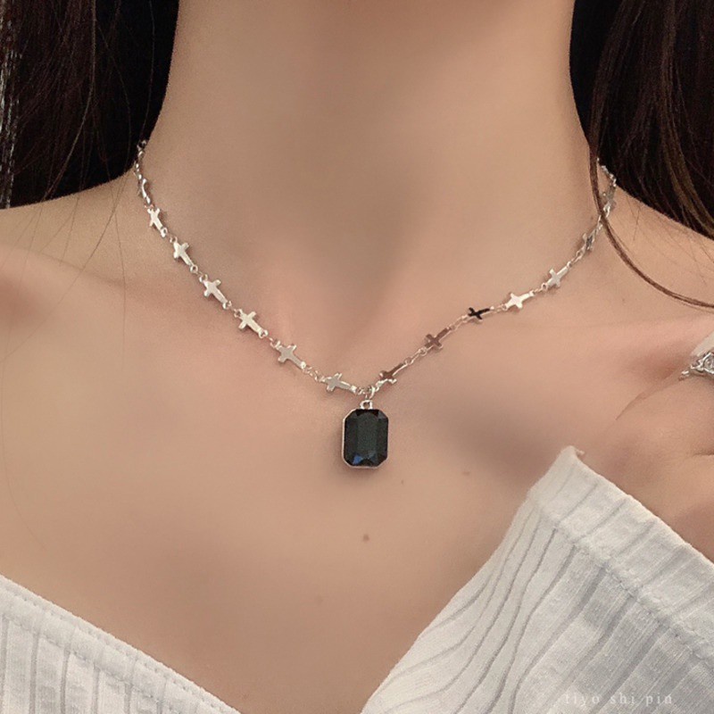 vòng cổ Nhiều Lớp Mặt Hình Chữ Thập / Vuông Phong Cách Hip Hop Hàn Quốc Cổ Điển