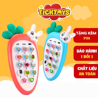 Điện Thoại Đồ Chơi Cho Bé Có Gặm Nướu Thỏ Pin Phát Sáng Và Âm Thanh Kèm Pin Và Dây Đeo