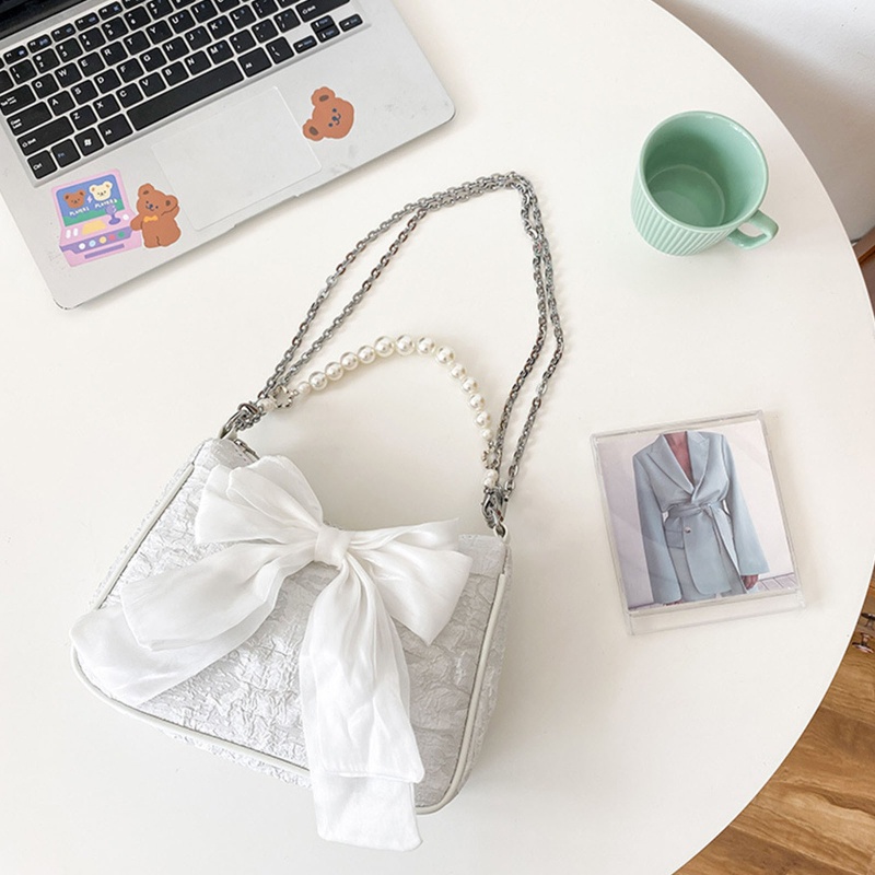 Túi Đeo Vai / Kẹp Nách Quai Xích Đính Ngọc Trai Sang Trọng Cho Tiệc Cưới