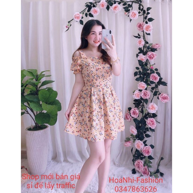 Đầm trễ vai (có kèm quần đùi trong) chất liệu lụa Nhật mịn nhẹ thoáng mát