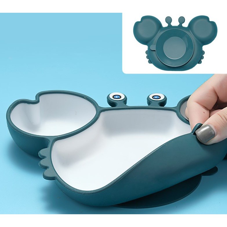 Khay ăn dặm silicon cho bé - hình cua (No Brand)