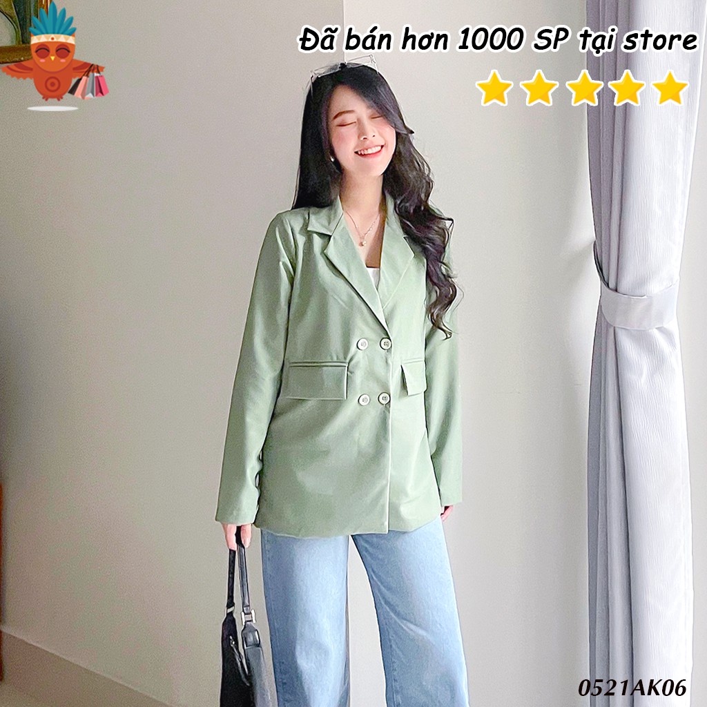 Blazer áo khoác vest xanh mint, nâu, đen túi nấp THOCA HOUSE thanh lịch, hiện đại nơi công sở, hằng ngày