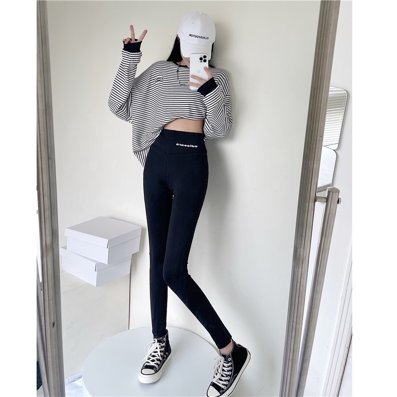 Quần dài dáng ôm in chữ thiết kế mới thời trang theo phong cách hàn quốc