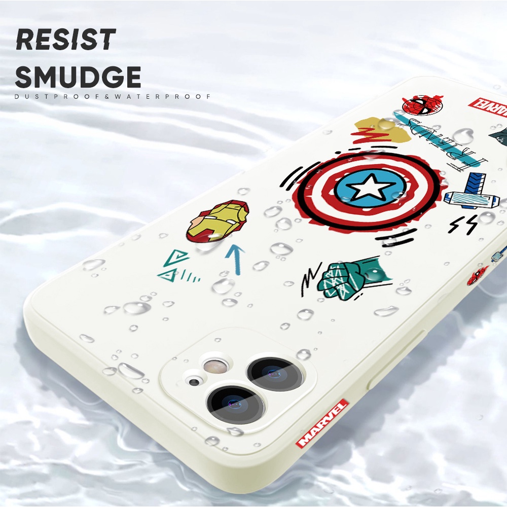 Ốp Điện Thoại Silicon Chống Sốc Họa Tiết Marvel Ironman Spiderman Vuông Cho Xiaomi Redmi Note 11/Note 11S