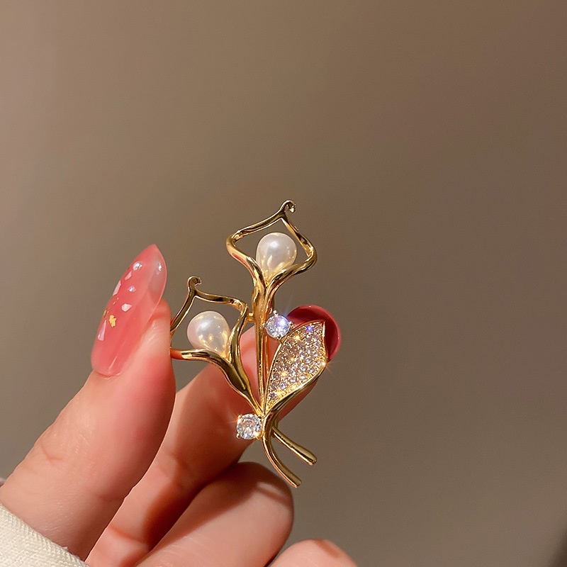 Ghim cài áo RINHOO hình hoa hồng đính đá opal nhân tạo thời trang cho nam nữ