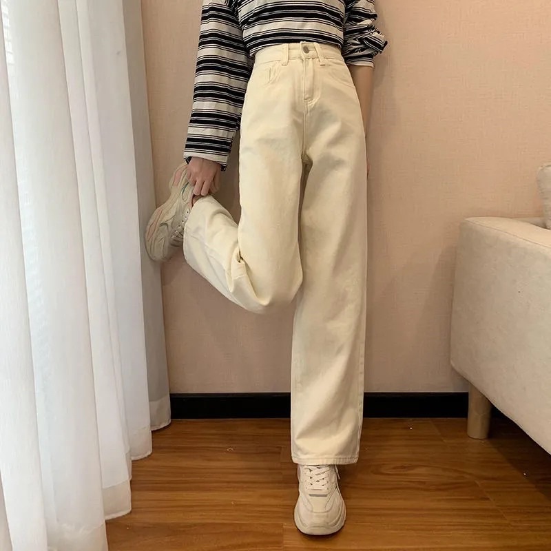 Quần Jeans Nam Nữ Ống Suông Màu Xanh Trắng Đen Lưng Cạp Cao Phong Cách Ulzzang Hàn Quốc Basic Mặc Hàng Ngày Loại Đẹp | BigBuy360 - bigbuy360.vn