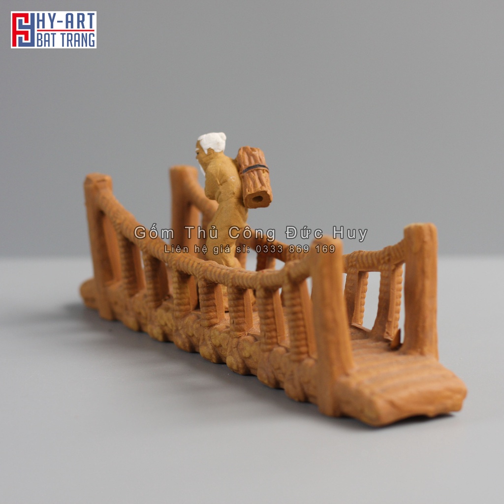 Tiểu cảnh hồ cá, trang trí bể cá cảnh, mô hình gốm cây cầu dây mini trang trí hòn non bộ chậu cây bonsai