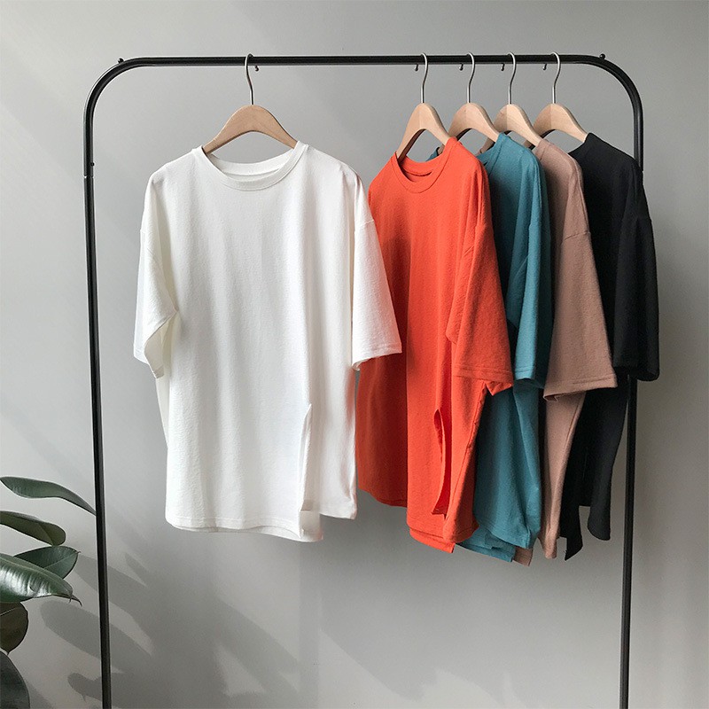 Áo Phông Nữ Cộc Tay Xẻ Tà Không Nhăn Mặc Mát Mùa Hè 2021