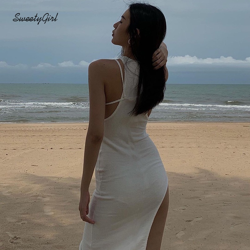 Đầm midi sát nách cổ tròn màu sắc ngọt ngào thời trang cho nữ