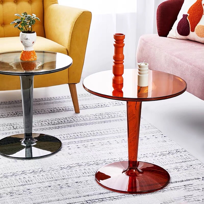 Bàn tròn cafe mini acrylic cao cấp để phòng khách- phong cách Hàn Quốc