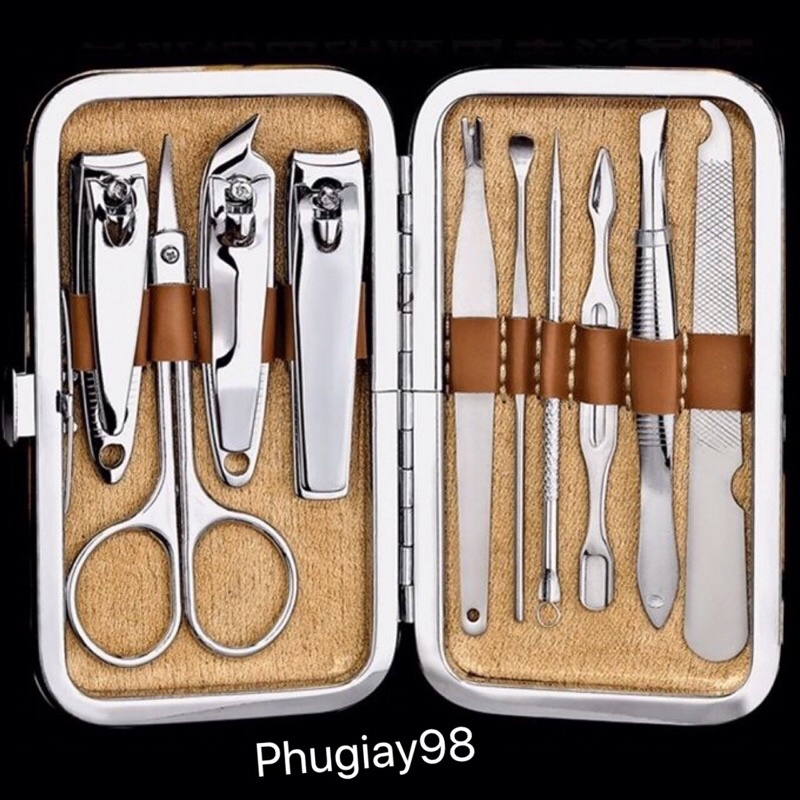 Bộ Kìm làm móng tay 10 món chất liệu thép không gỉ sét hàng nhập cao cấp kèm hộp đựng +ảnh thật (hàng có sẵn)
