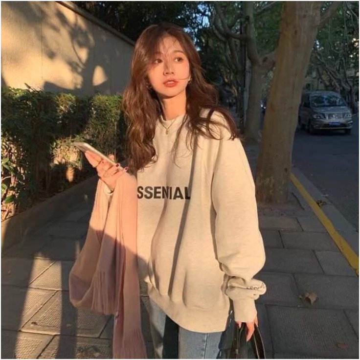 FREESHIP Áo SWEATER Nỉ ESSENTIALS FORM RỘNG UNISEX NỈ BÔNG MỀM MẠI DÀY DẶN,FREESIZE DƯỚI 65kg