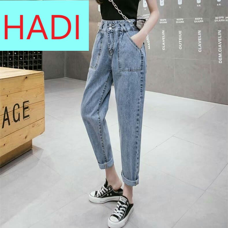 [ FREESHIP, NGẦU ] QUẦN BAGGY JEAN NỮ LƯNG CAO MÀU XANH NHẠT CAO CẤP HADI 2 TÚI HỘP TRƯỚC PHỐI ĐĨA CHÉO LẠ CHẤT NGẤT