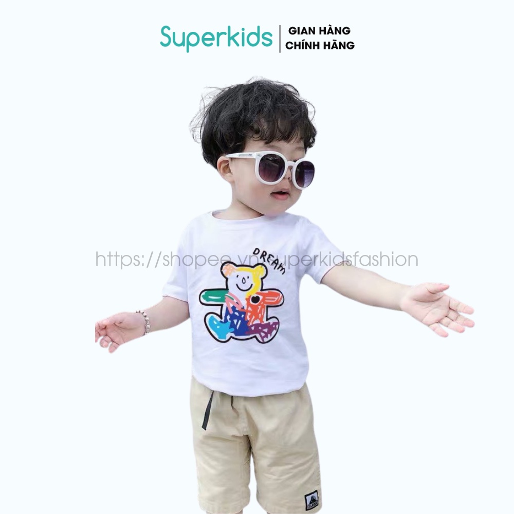 Áo thun gấu sắc màu chất cotton cho bé 8-18kg QATE586