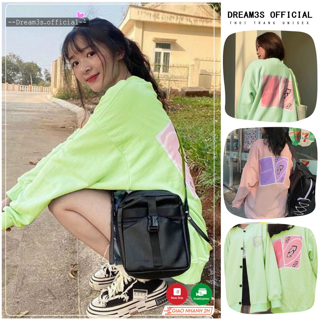 Áo Khoác Cardigan LÁ BÀI, Unisex Form Rộng Áo Khoác Nỉ Bông Cặp Đôi phong cách ulzzang D075012