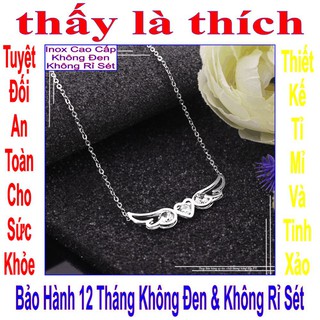 Dây chuyền bé gái đôi cánh đính đá phối trái tim xinh xinh - An toàn cho trẻ -Cam kết 1 đổi 1 nếu hoen , gỉ sét