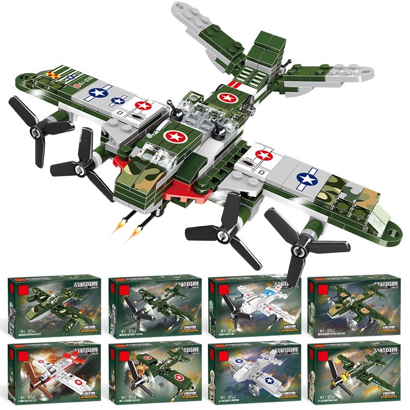 Bộ LEGO cho bé trai máy bay chiến đấu K072,  xe tăng quân sự K062