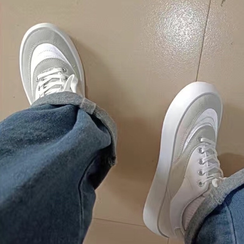 Giày ROSE BLACKPINK xám trắng đế bánh mì êm chân siêu hottrend | BigBuy360 - bigbuy360.vn