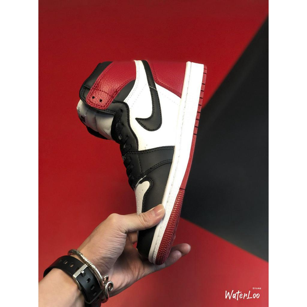 Giày Thể Thao, Giày Sneaker AIR JORDAN 1 Retro High Bred Toe Đen Trắng Gót đỏ Cổ Cao Waterloo Shop