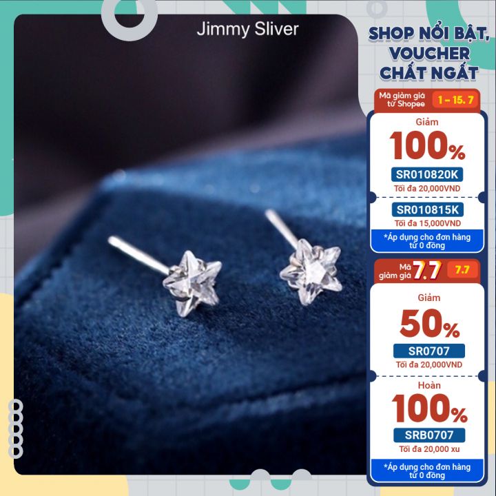 Bông tai bạc nụ đá hình ngôi sao siêu xinh-bạc Jimmy