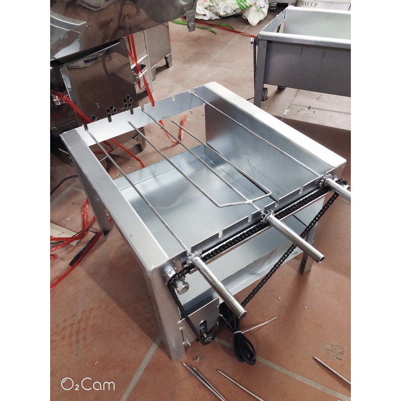 máy nướng thịt tự xoay moto to tặng kèm 6 xiên thẳng và 1 xiên 3. lò nướng thịt tự động. bếp nướng tự xoay