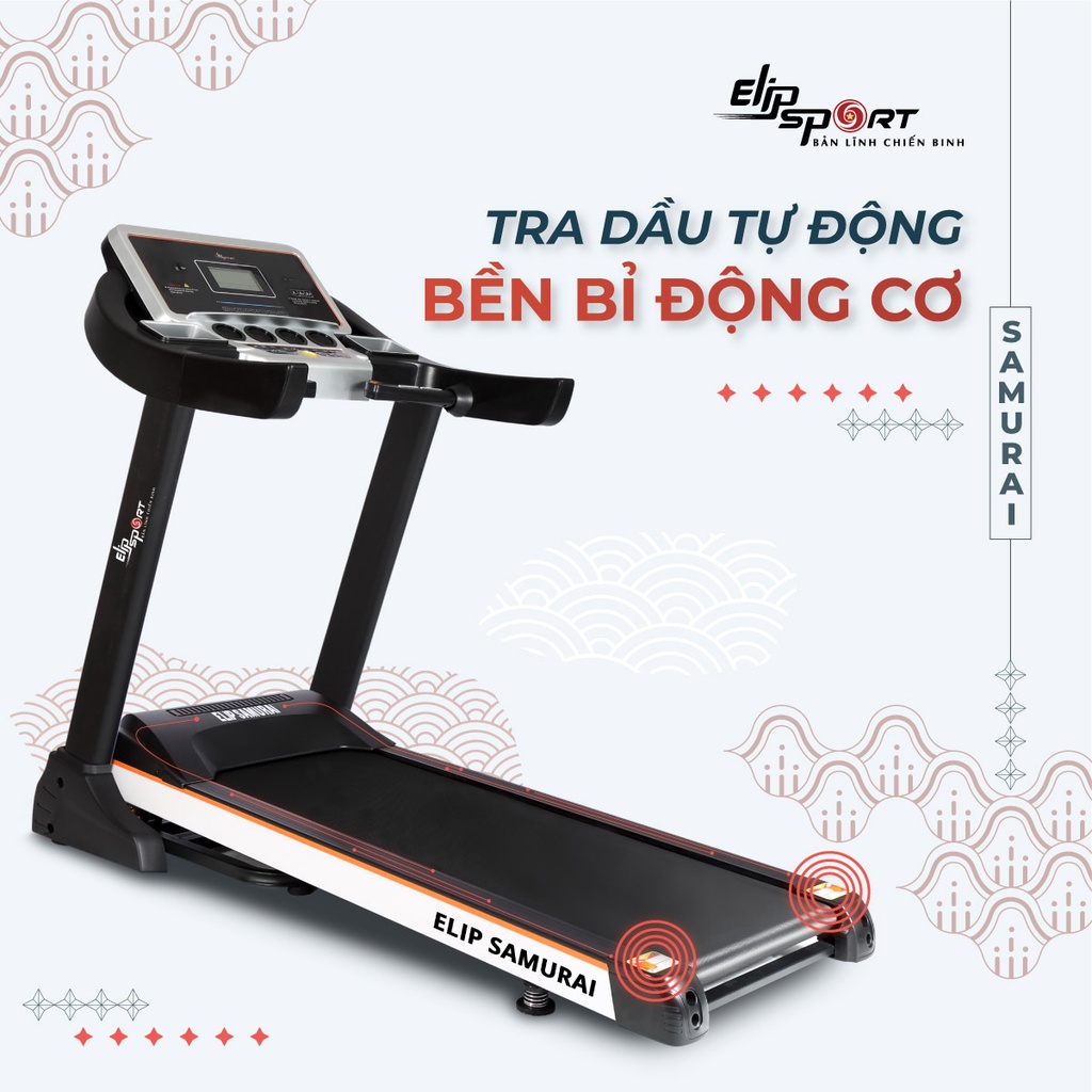 Máy Chạy Bộ Điện ELIP Samurai Có Thể Gấp Gọn, Hoạt Động Êm Ái, 4 Loa HiFi, Tra Dầu Tự Động