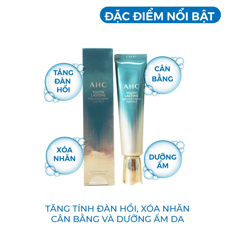 [New 2022] Kem mắt AHC Ageless Real Eye Cream For Face hết thâm quầng mắt Hàn Quốc màu đen 30ml