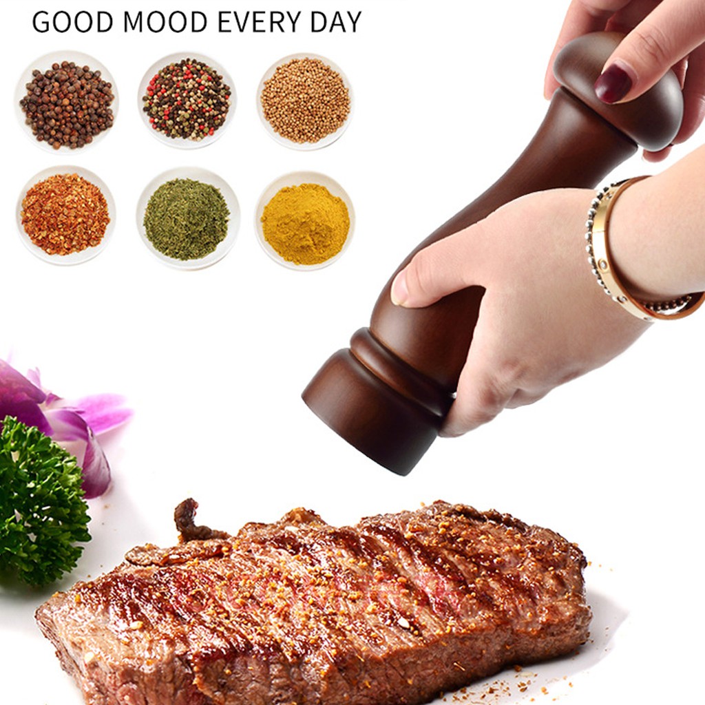 Xay tiêu cầm tay màu gỗ óc chó sang trọng , lọ xay hạt tiêu bằng tay