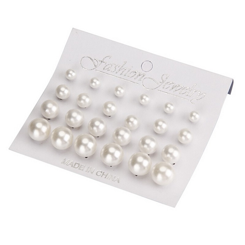 Set 12 đôi bông tai ngọc trai thanh lịch cho nữ