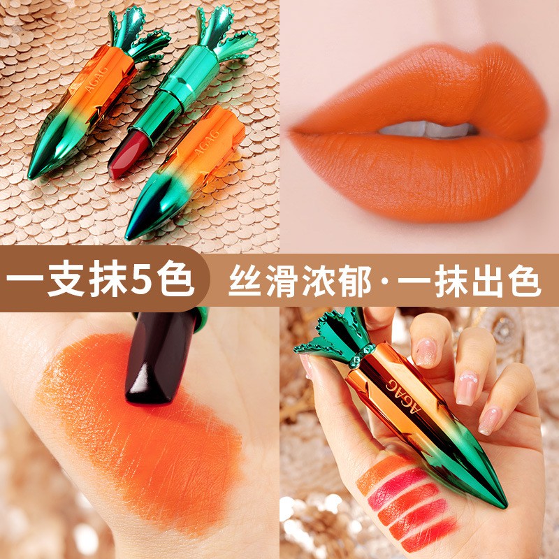 [Hàng mới về]Son 5 màu củ cà rốt AGAG dưỡng ẩm siêu lì | BigBuy360 - bigbuy360.vn