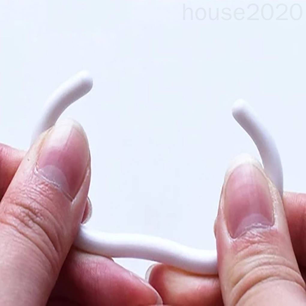 Set 24 móc treo rèm cửa nhà tắm hình chữ C bằng nhựa màu trắng có thể uốn cong HOUSE2020