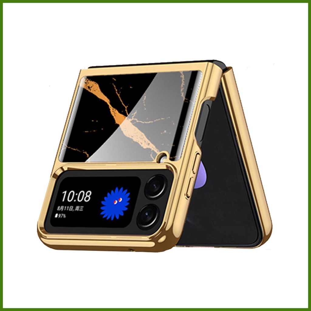 Ốp Điện Thoại PC Cứng Kèm Móc Xỏ Ngón Nam Châm Mạ Điện Sang Trọng Cho Galaxys ZFlip 4 5G