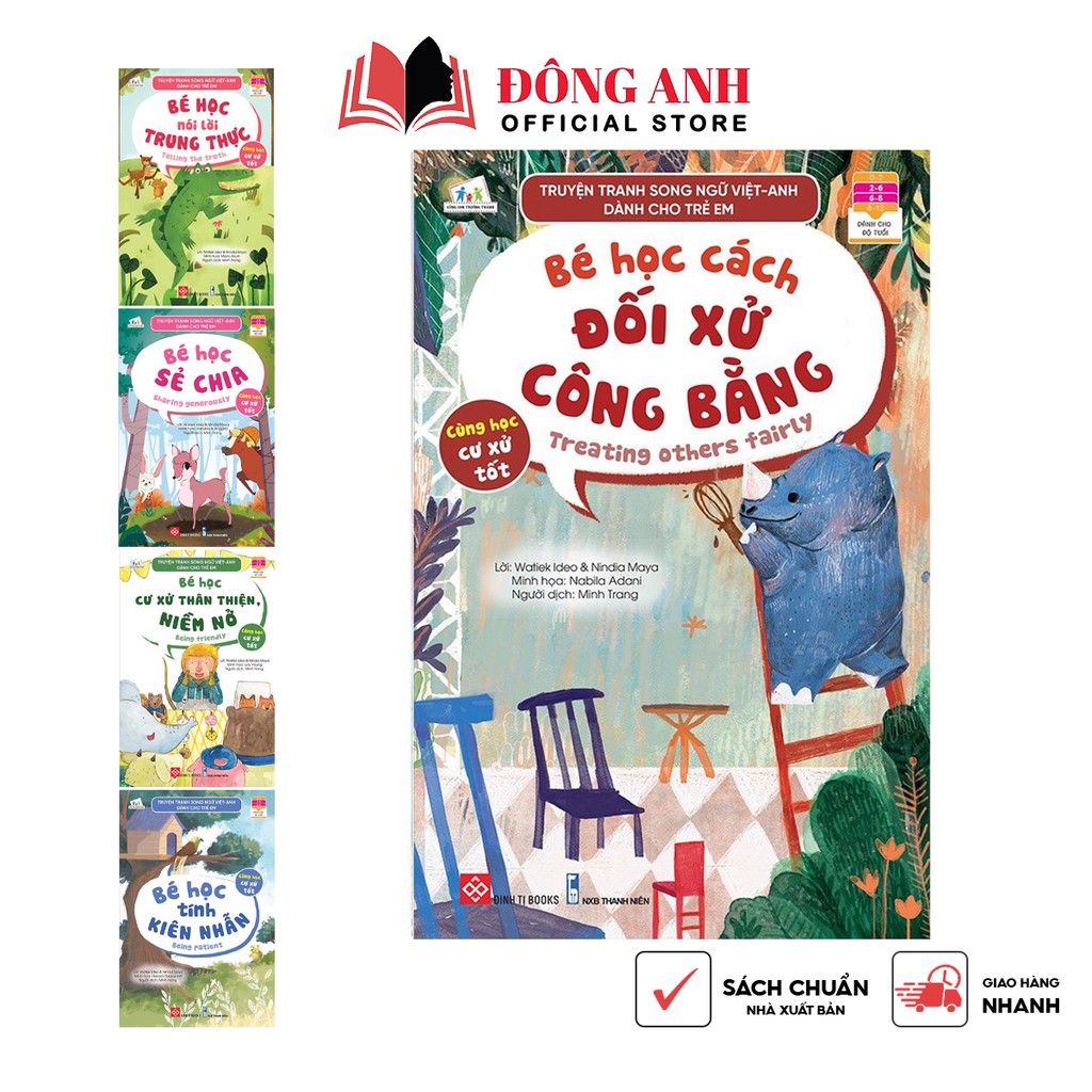 Sách - Lẻ 1 cuốn truyện tranh song ngữ Việt-Anh Cùng Học Cư Xử Tốt dành cho trẻ em từ 2-8 tuổi