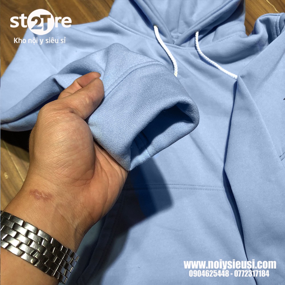 Áo hoodie unisex 2T Store H24 màu xanh da trời Sky - Áo khoác nỉ chui đầu nón 2 lớp dày dặn chất lượng tốt