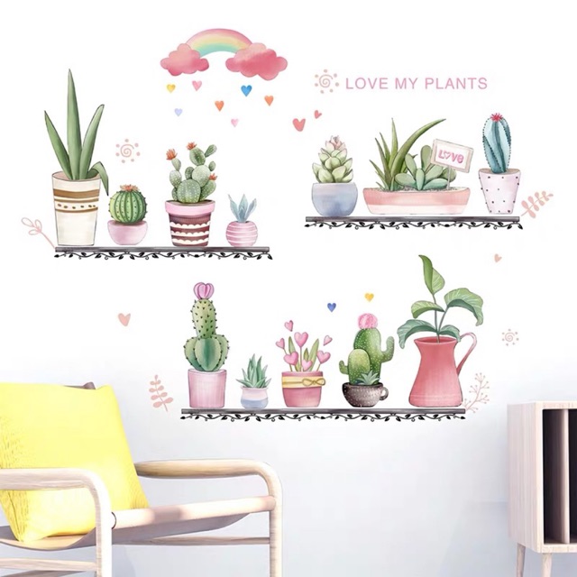 Decal dán tường chậu cây MS-40 [Sticker dán tường]