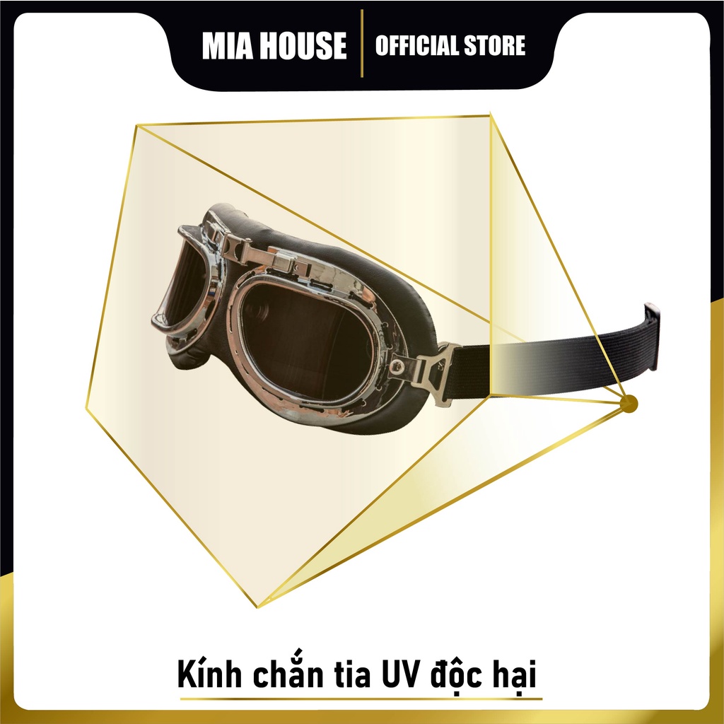Kính phi công  xịn xò gắn mũ bảo hiểm nửa đầu, mũ bảo hiểm 3 4, vừa là phụ kiện trang trí cho mũ, vừa bảo vệ mắt