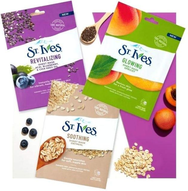 Mặt nạ dưỡng da mềm mịn St. Ives soothing sheet mask oatmeal - 1 miếng