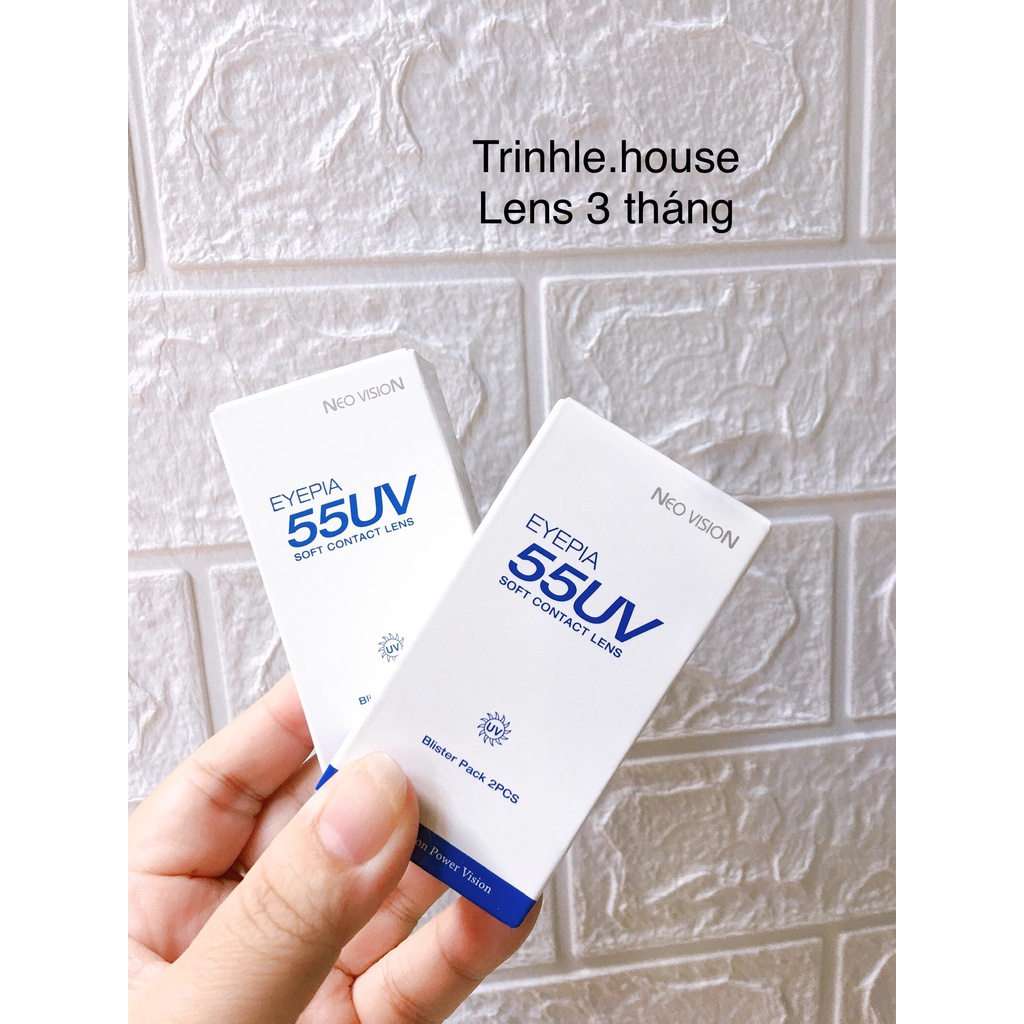 Lens 3 tháng Neo Vision Eyepia 55UV - kính áp tròng 3 tháng không màu Hàn Quốc từ -0.50 độ đến -10 độ- Tặng khay.