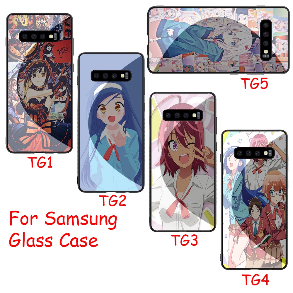 Ốp điện thoại kính cường lực viền mềm in hình hoạt hình cho Samsung Galaxy Note 8 9 S7 Edge S8 S9 S10 S20 Plus PZ68