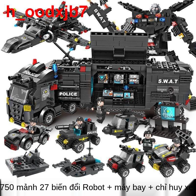 Tương thích với khối xây dựng Lego Phantom Ninja cậu bé quân đội lắp ráp đồ chơi trẻ em khớp xe cảnh sát đặc nhiệm