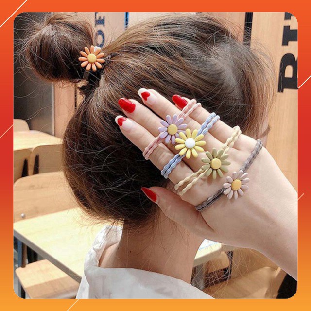 Dây buộc tóc hoa cúc đẹp chi nhiều màu sắc hot trend 2020 DINOKING PK02