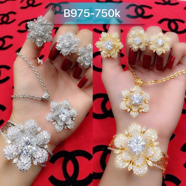 Bộ trang sức xi mạ vàng và bạch kim cao cấp B975