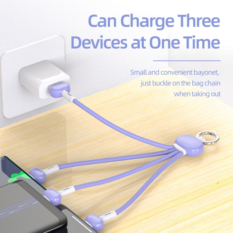 Cáp sạc nhanh Hdoorlink 3 trong 1 type-c dạng móc khóa tiện dụng thích hợp cho Samsung Android