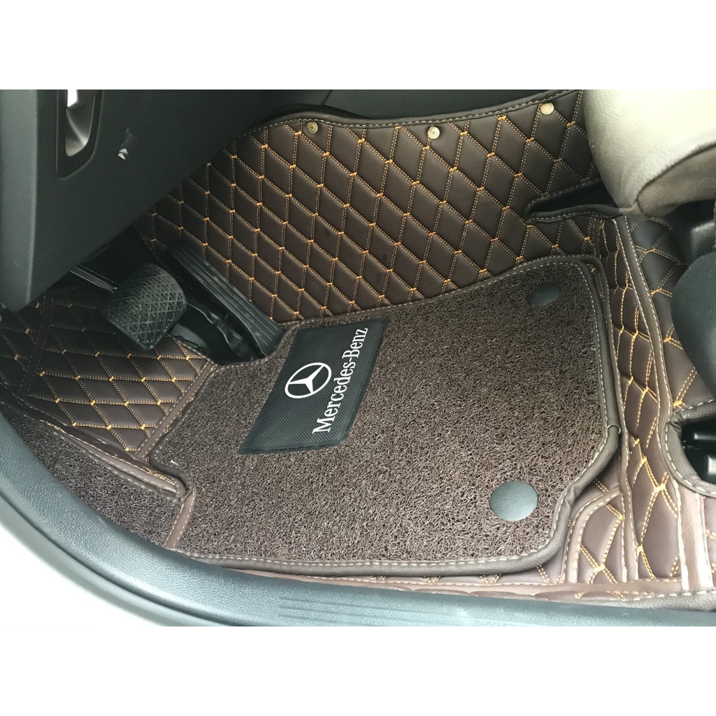 Thảm lót sàn 6D da Cacbon cao cấp cho xe  Mercedes C200, Mercedes C300, Mercedes C180, Mercedes E200, Mercedes E 300