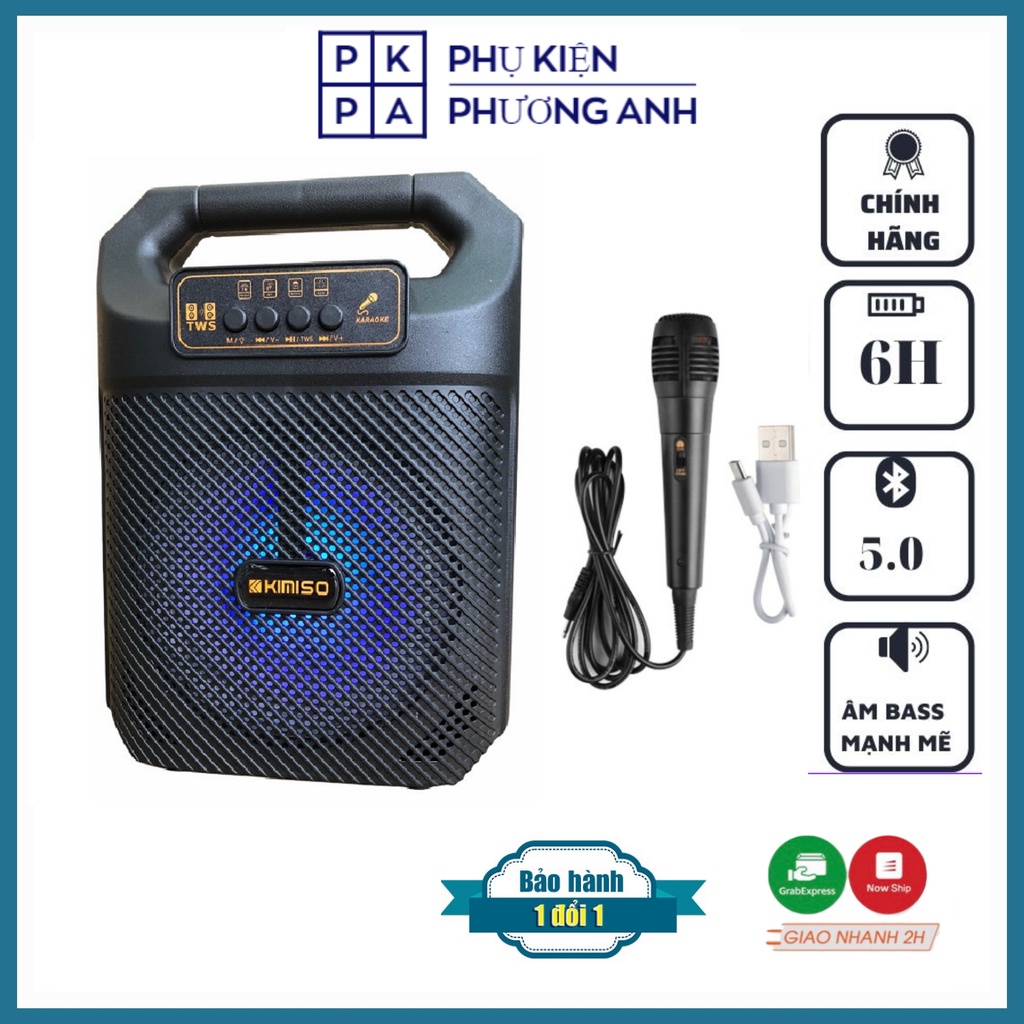 Loa Karaoke Bluetooth Mini KIMISO QS 3607 HF25,Âm Thanh Hay Kèm Đèn Led