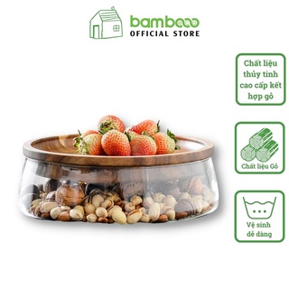 Hộp thuỷ tinh nắp gỗ tràm BAMBOOO ECO đựng mứt bánh kẹo trái cây đa năng