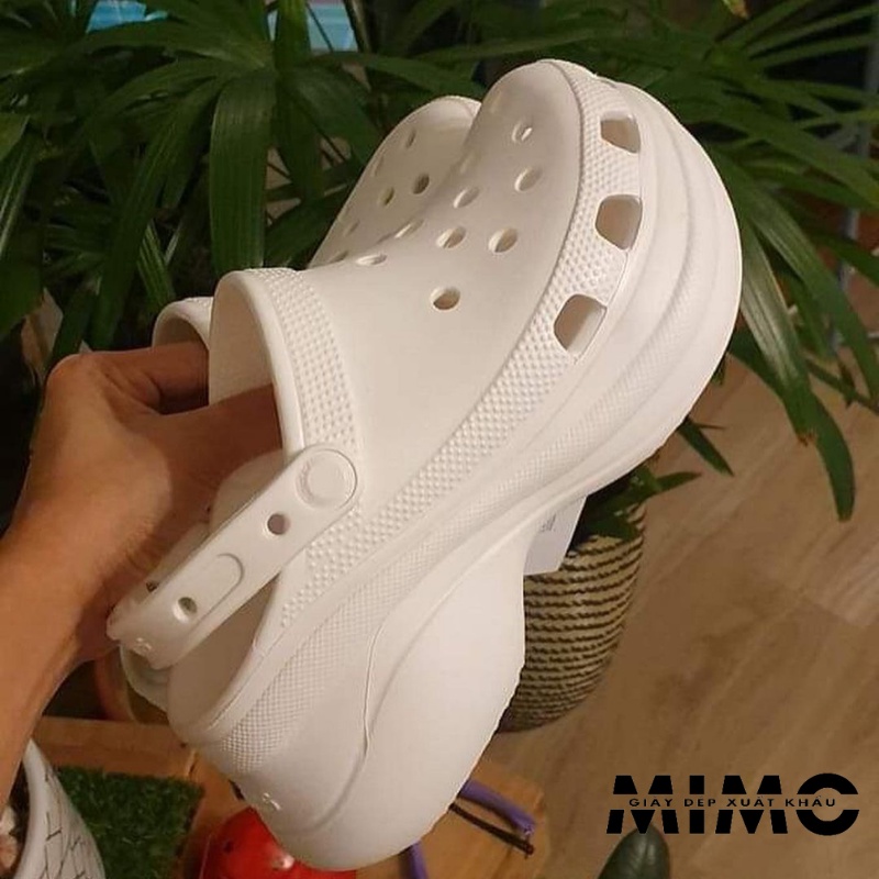 Dép Sục Classic Bae Clog màu trắng cao 8p, kiểu dáng thời trang cho nữ