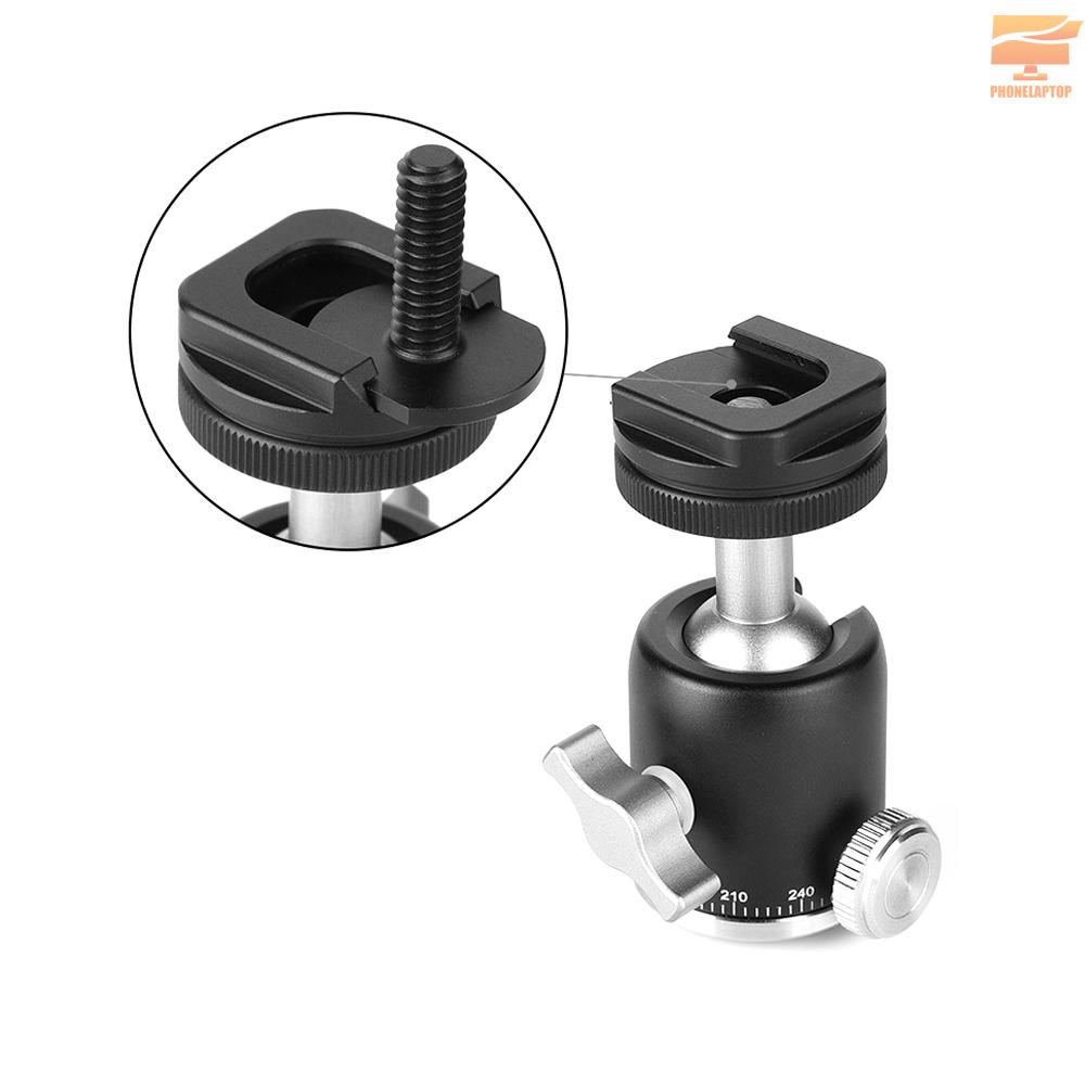 Multi-function Aluminum Alloy Mini Ballhead Ball Head 360° Panorama Head with Hot Shoe Base Mount 1/4 Inch Screw for Camera DSLR Video Light Microphone