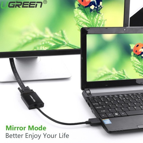Cáp chuyển đổi HDMI sang VGA Ugreen 40212 Hỗ Trợ Audio và Nguồn Phụ